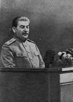 hitler, mussolini and stalin, giving speeches that were broadcast on the radio