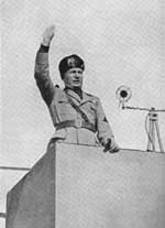 hitler, mussolini and stalin, giving speeches that were broadcast on the radio